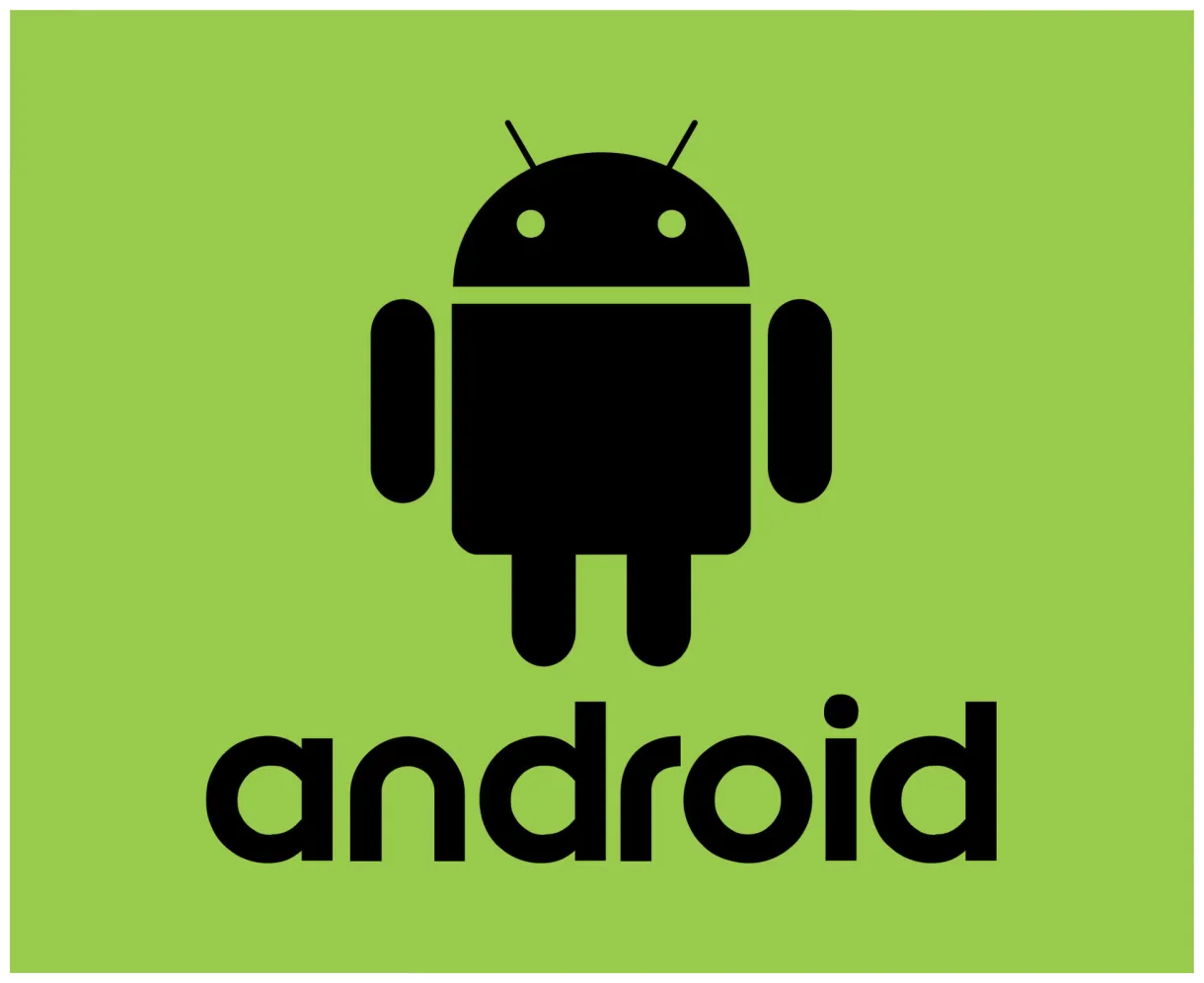 Android operating system logo icon symbol with name black design