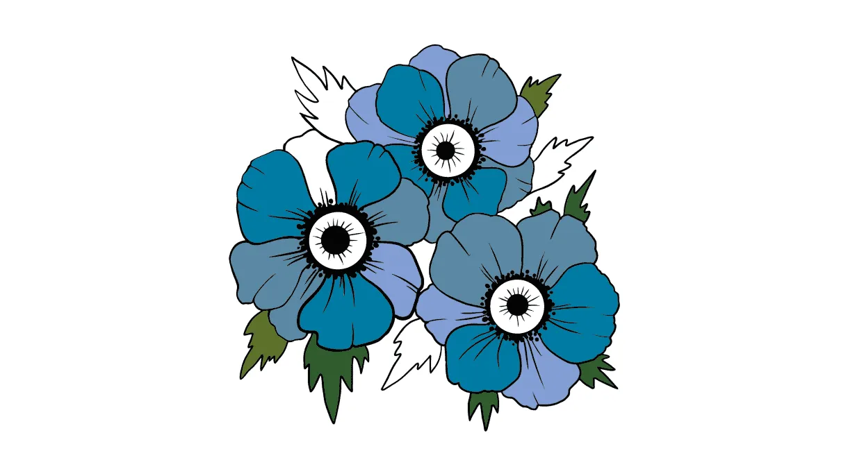 Beautiful anemone flowers coloring pages for adults online
