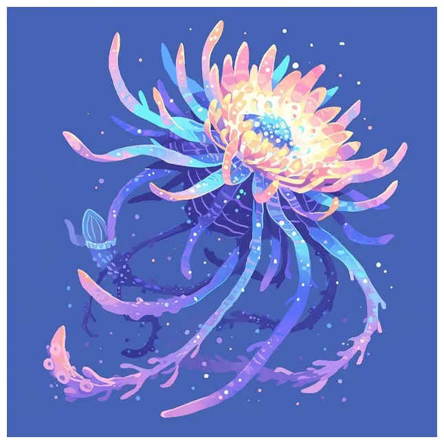 Premium vector sea anemone waving its tentacles
