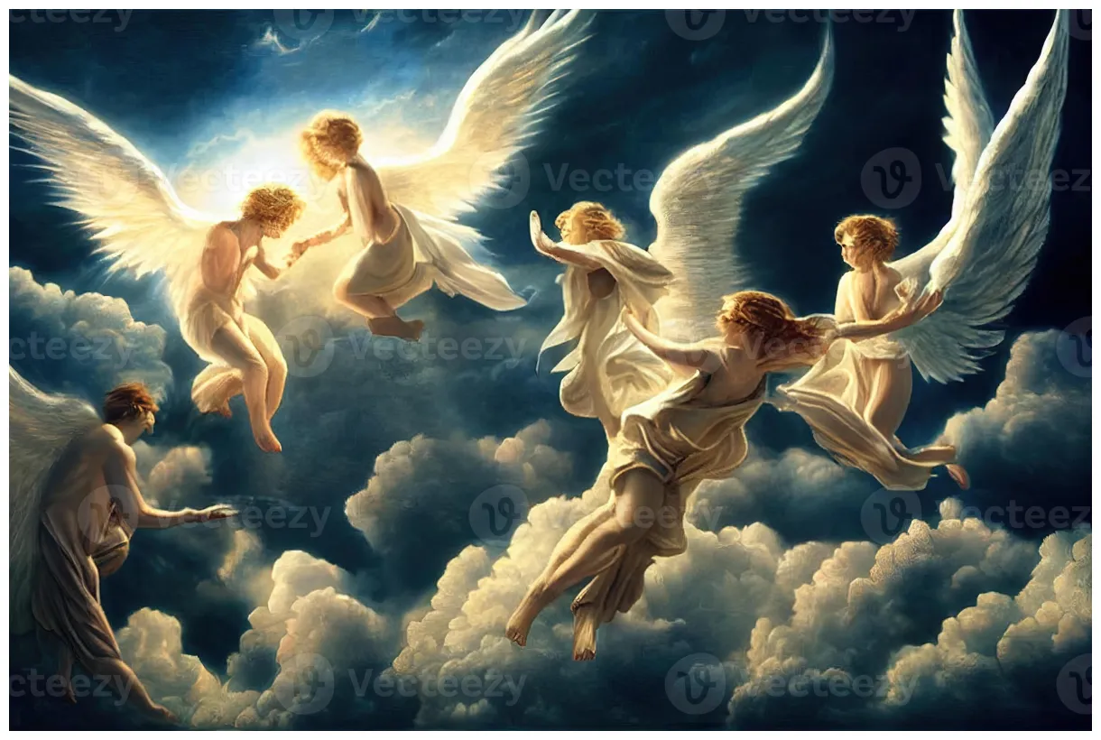 Ilustración de ángeles en cielo 21983093 foto de stock en vecteezy