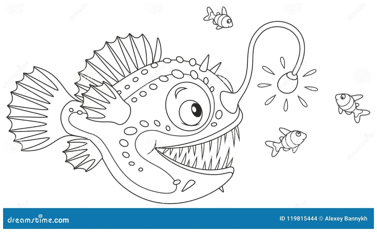Anglerfish coloring page cartoon vector cartoondealer #41314177