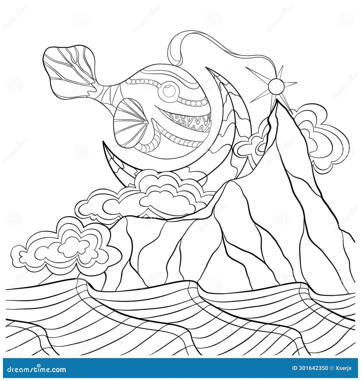 Anglerfish coloring page cartoon vector cartoondealer #41314177