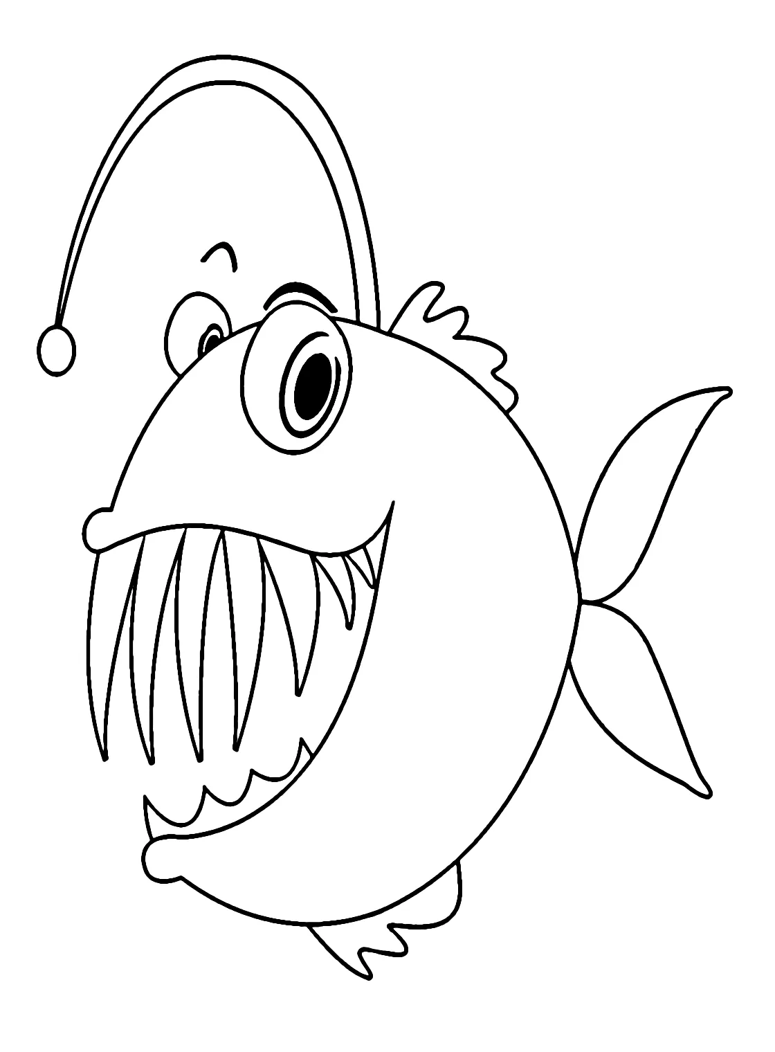 Anglerfish fish cartoon coloring page free printable coloring pages