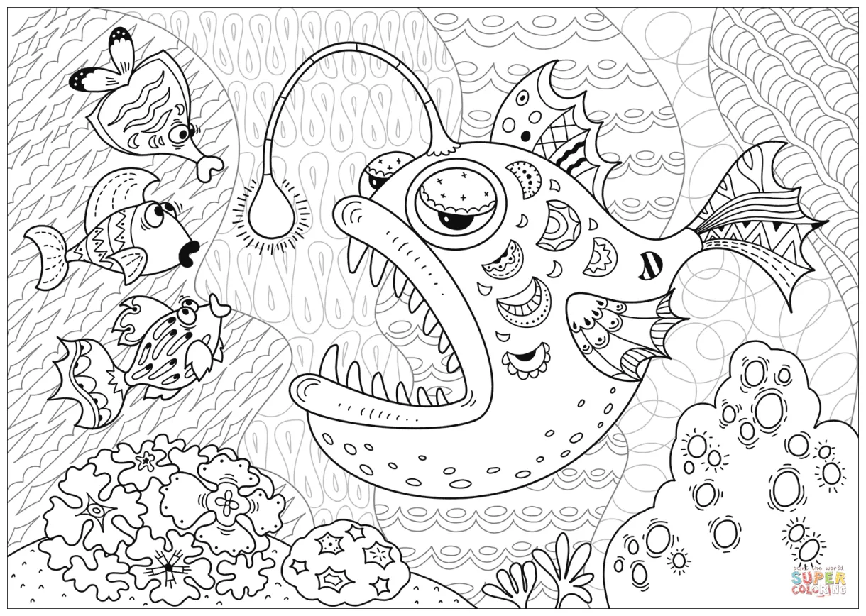 Anglerfish coloring pages coloring nation