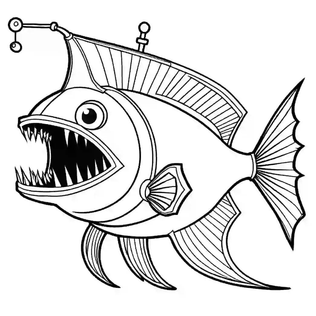 Cartoon anglerfish with light-up lure coloring page coloring jungle
