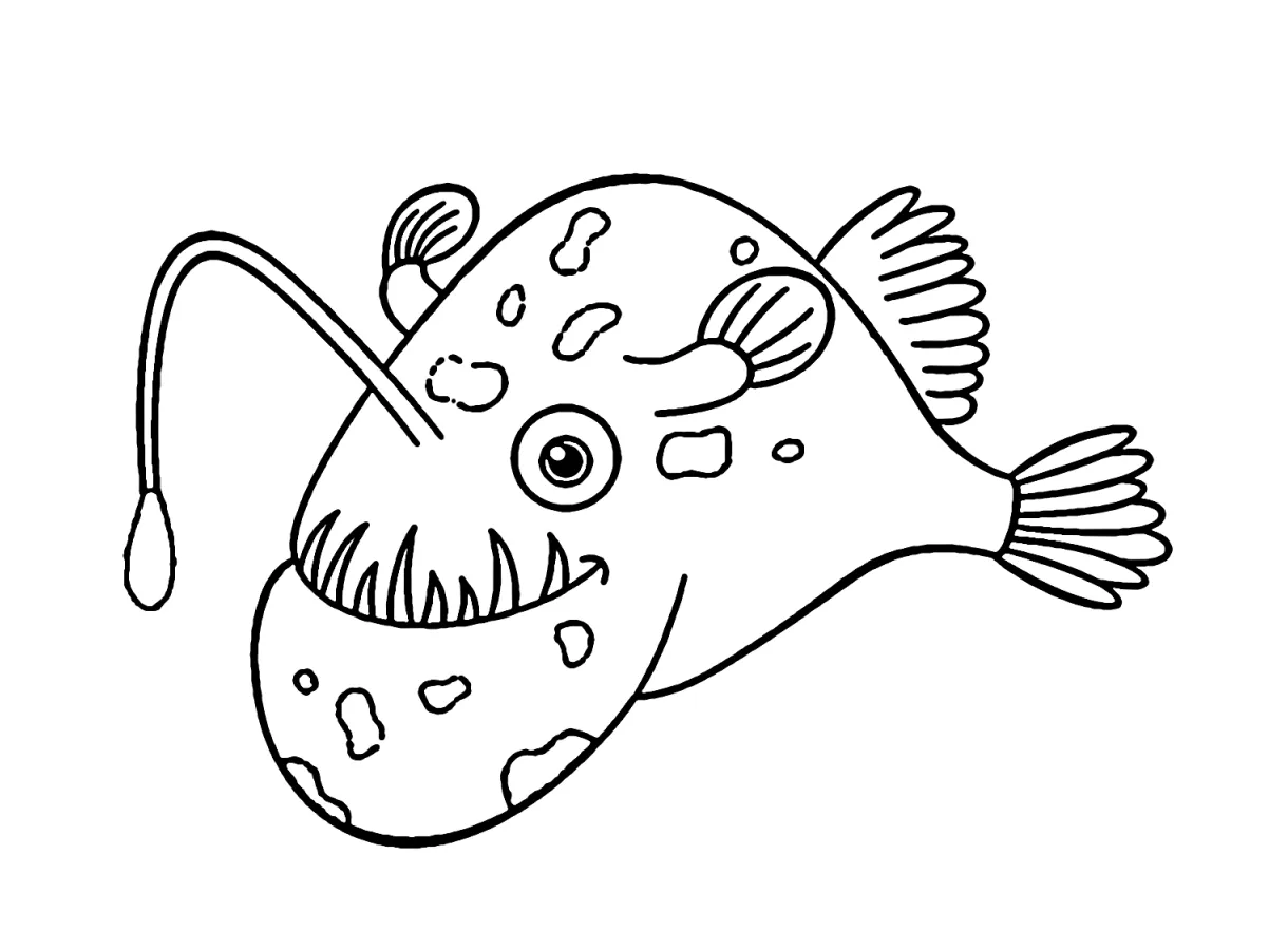 Cartoon anglerfish coloring page free printable coloring pages