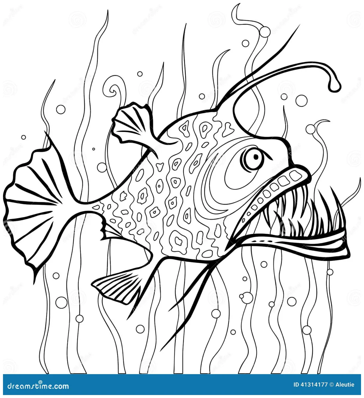 Anglerfish coloring page cartoon vector cartoondealer #41314177