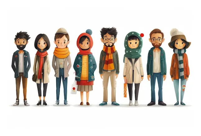 A group of characters from the series of characters | Premium AI