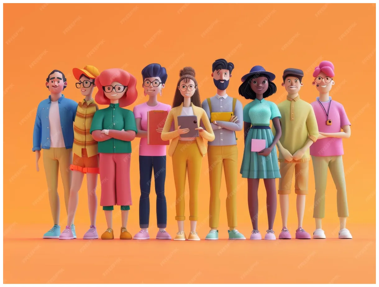 Premium Photo | Diverse group of animated characters standing together