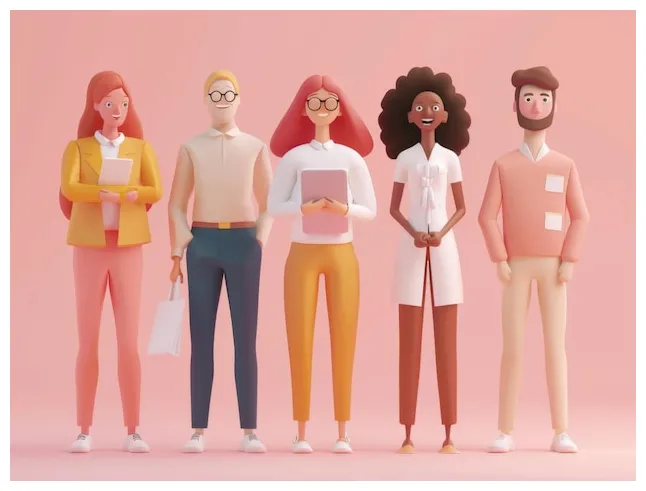 Premium Photo | Diverse group of animated characters standing together