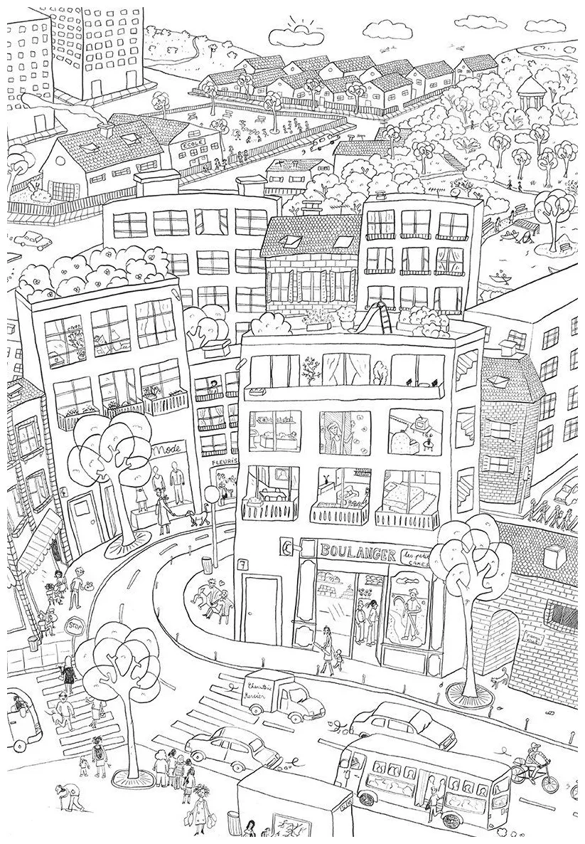 Modern city coloring play free coloring game online printable coloring page