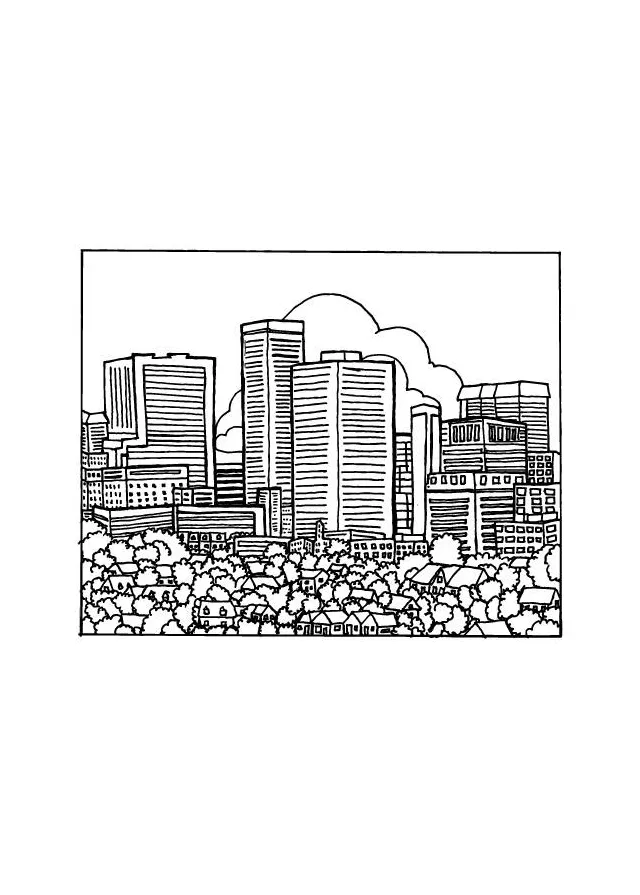 Coloring page city free printables img 9692