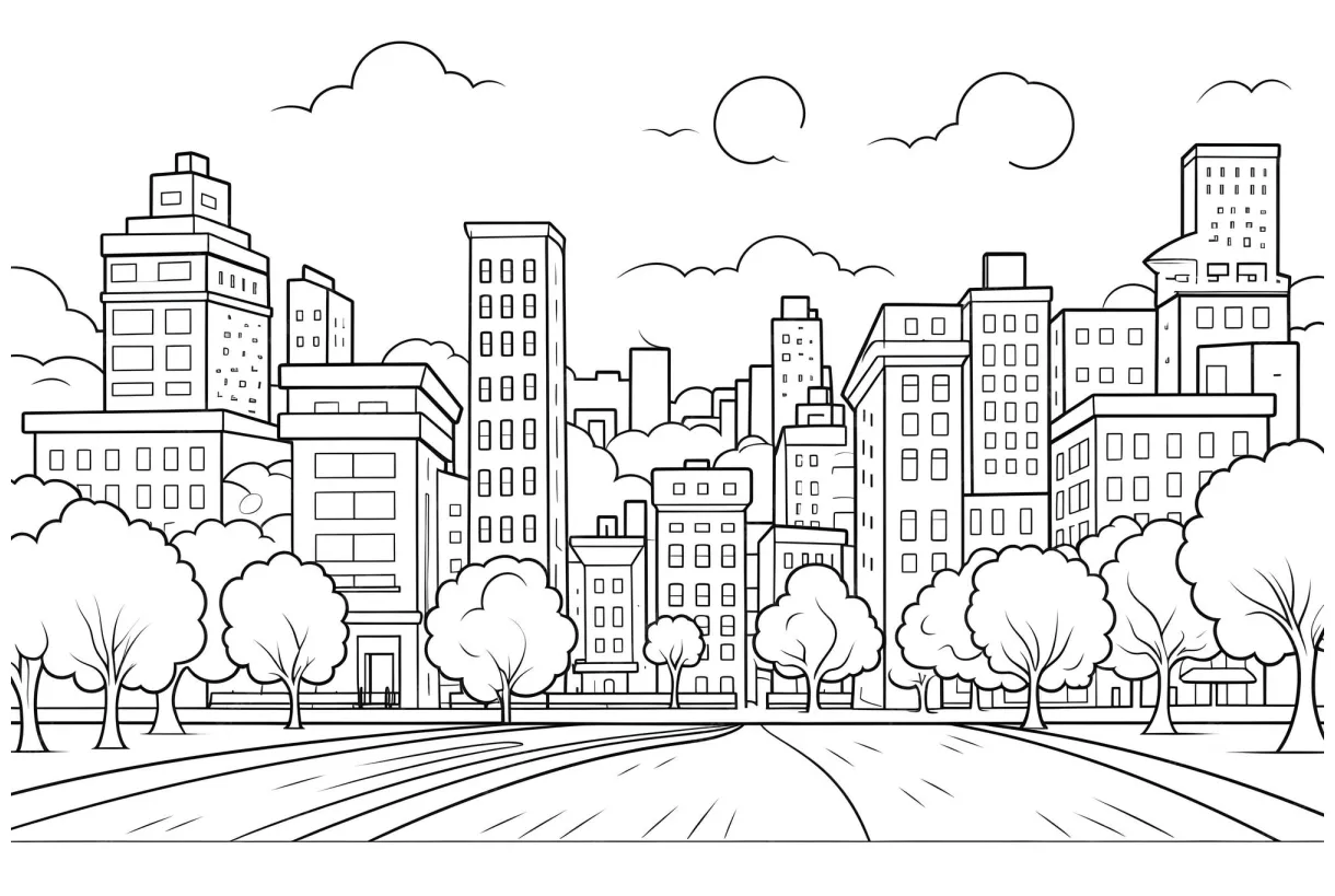 Premium city coloring page