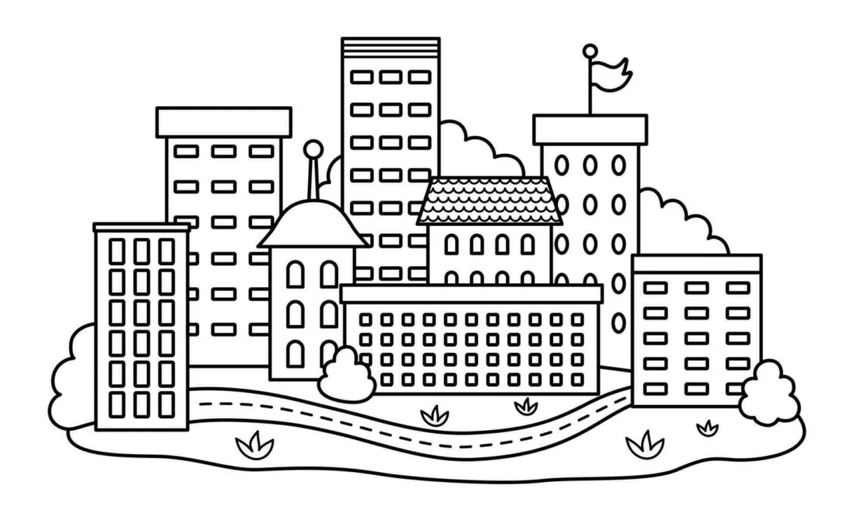 City coloring pages vector art, icons, and graphics for