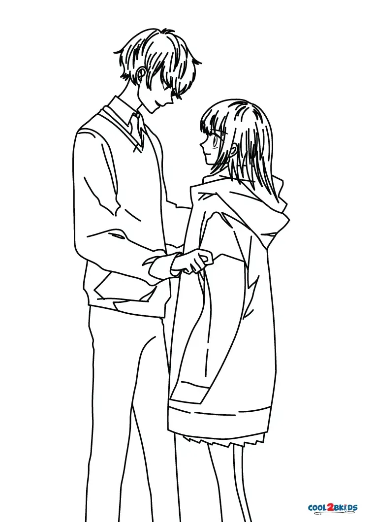 Free printable anime couple coloring pages for kids