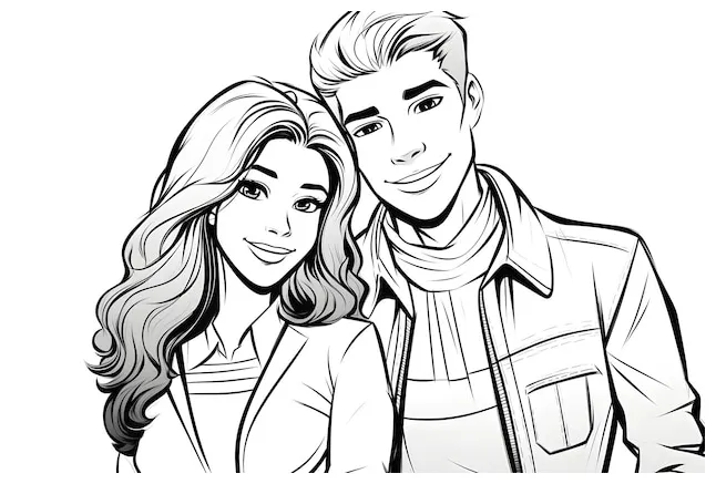 Premium couple coloring page