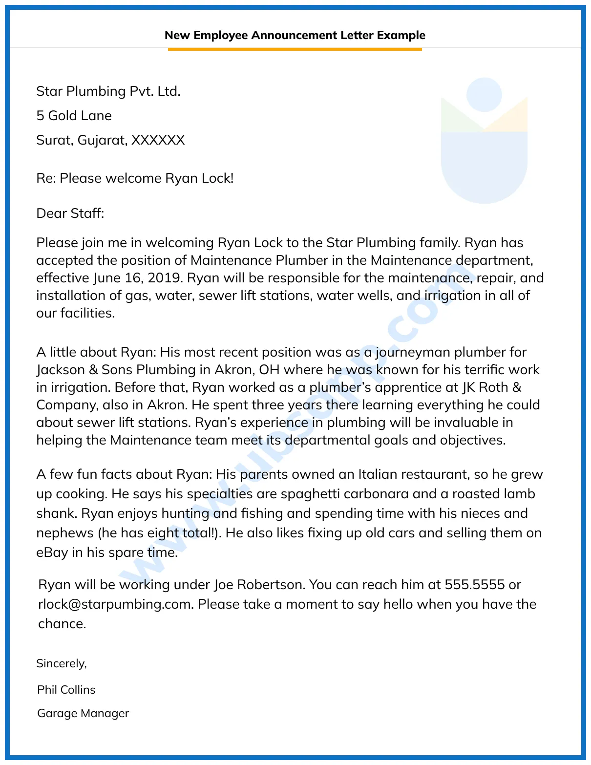 New employee learn how to write ubs