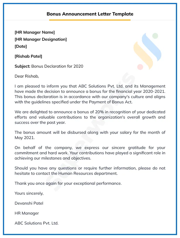 Best guide to bonus format & template