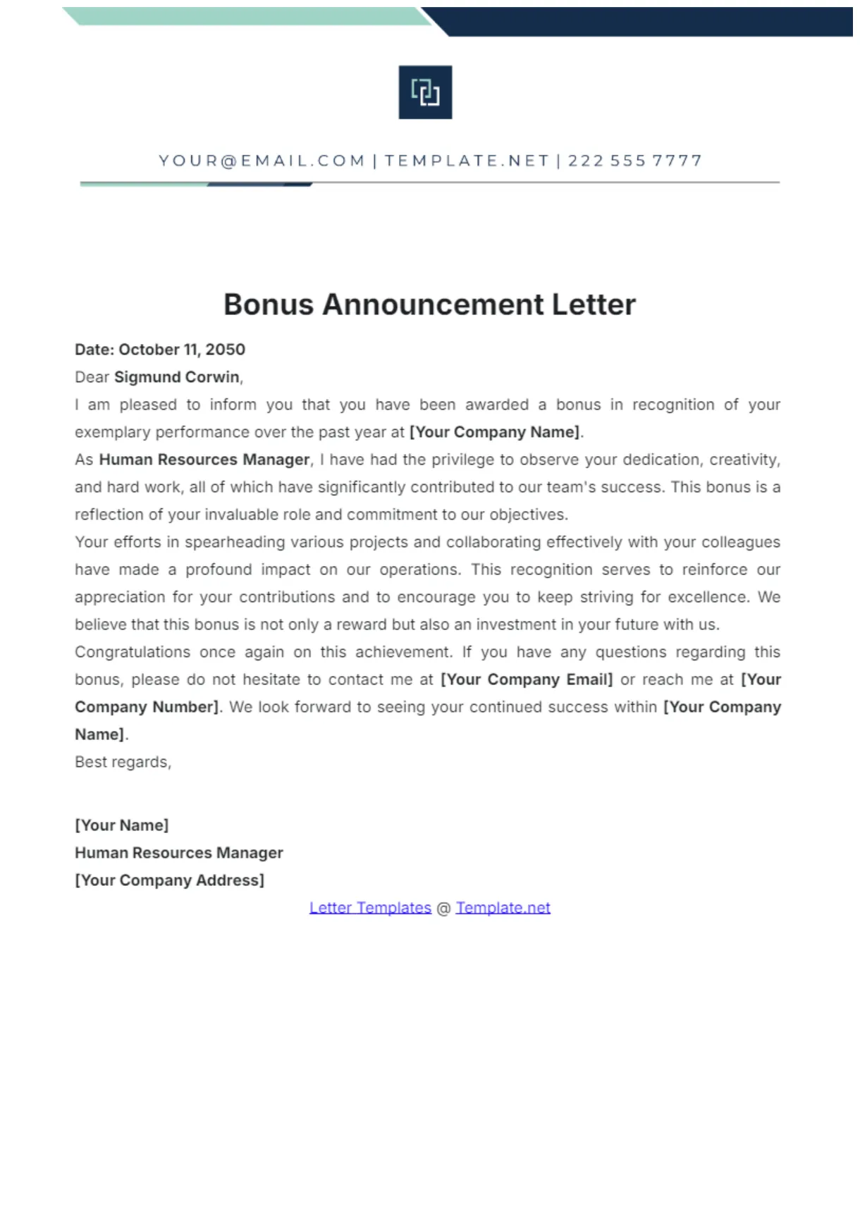 Free bonus template to edit online