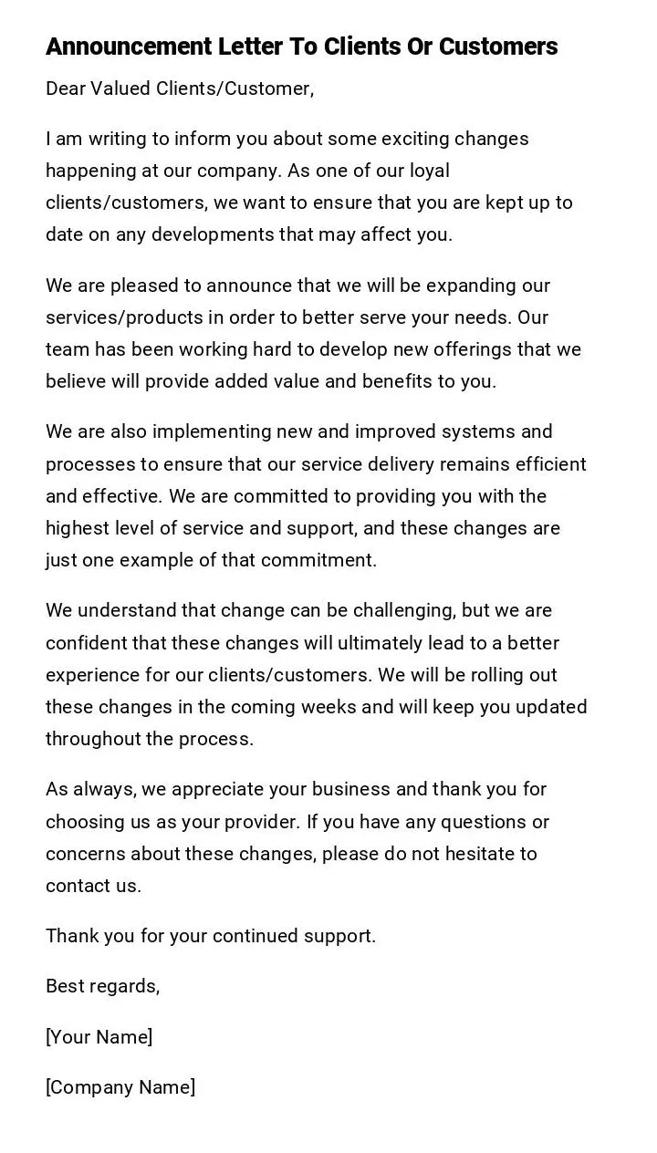 To clients or customers