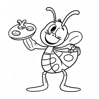 Happy Ant Carrying Food Coloring Page | Coloring-Pages.com