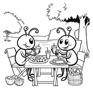 Ants carrying food coloring page Lulu Pages