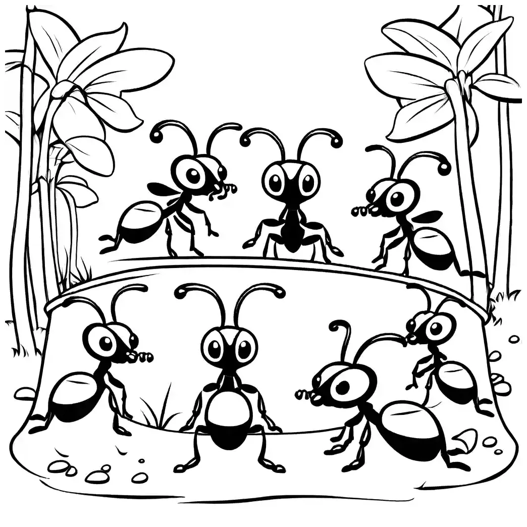 Ants carrying food coloring page Lulu Pages