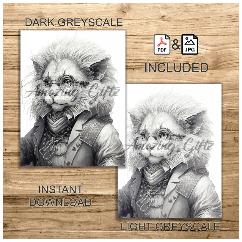 Anthropomorphic lion printable coloring page for adults sci-fi coloring