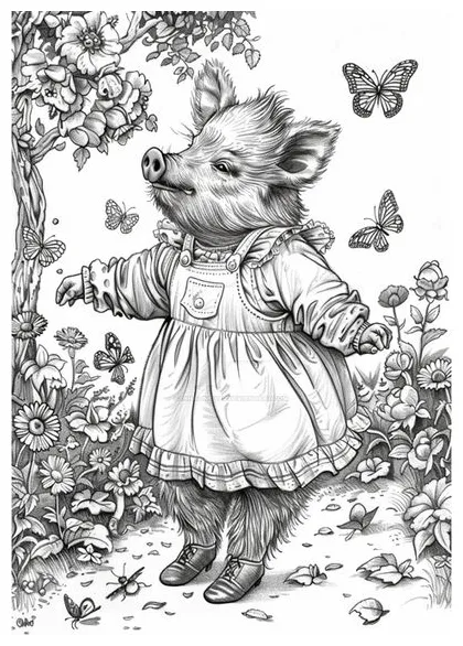 Joyful anthropomorphic animal coloring page by innazimovec on deviantart