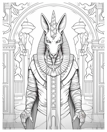 Egyptian mythology anubis, god of the afterlife, coloring pages