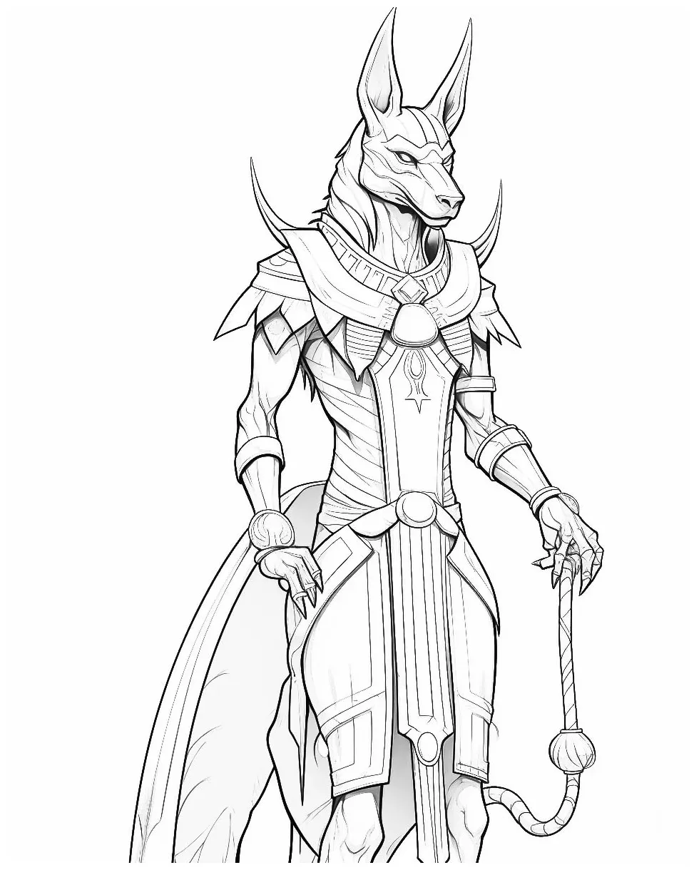 Egyptian mythology anubis, god of the afterlife, coloring pages