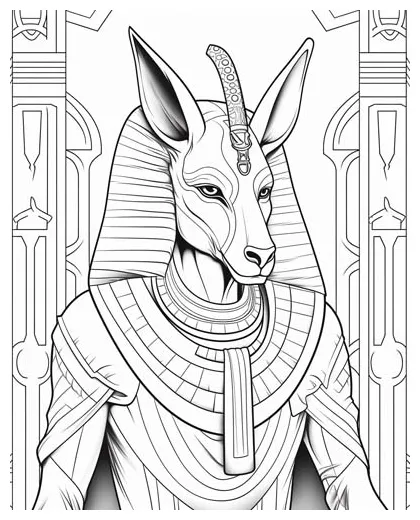 Egyptian mythology anubis, god of the afterlife, coloring pages