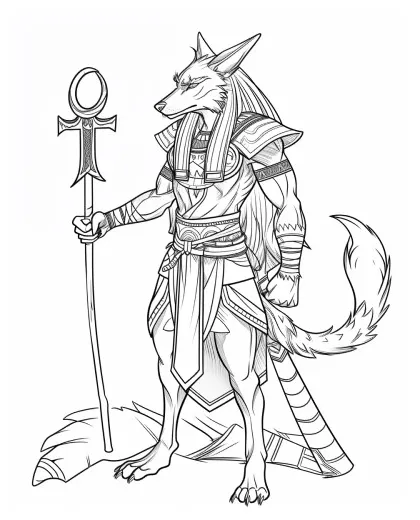 Egyptian mythology anubis, god of the afterlife, coloring pages