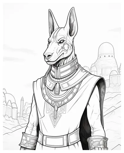 Egyptian mythology anubis, god of the afterlife, coloring pages