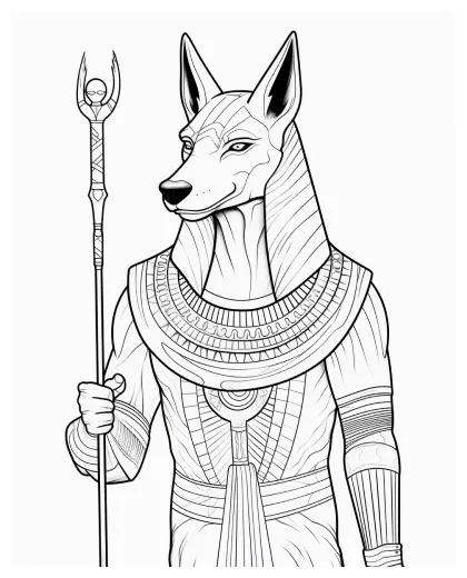 Egyptian mythology anubis, god of the afterlife, coloring pages