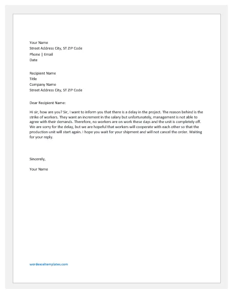 Apology letter/message to client for delay in production word & excel