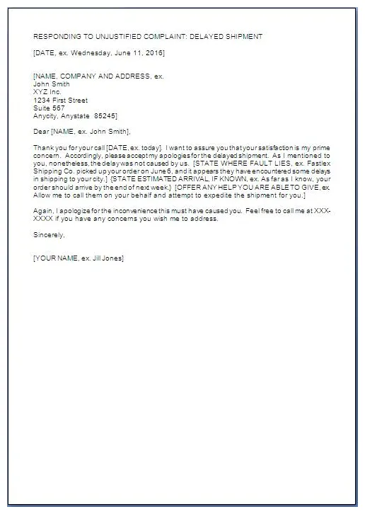 Business letter apology for delay in shipment