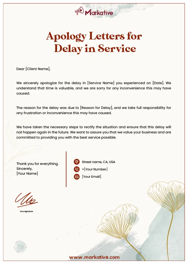 Wbest apology letter to a client for delay in service [5 samples