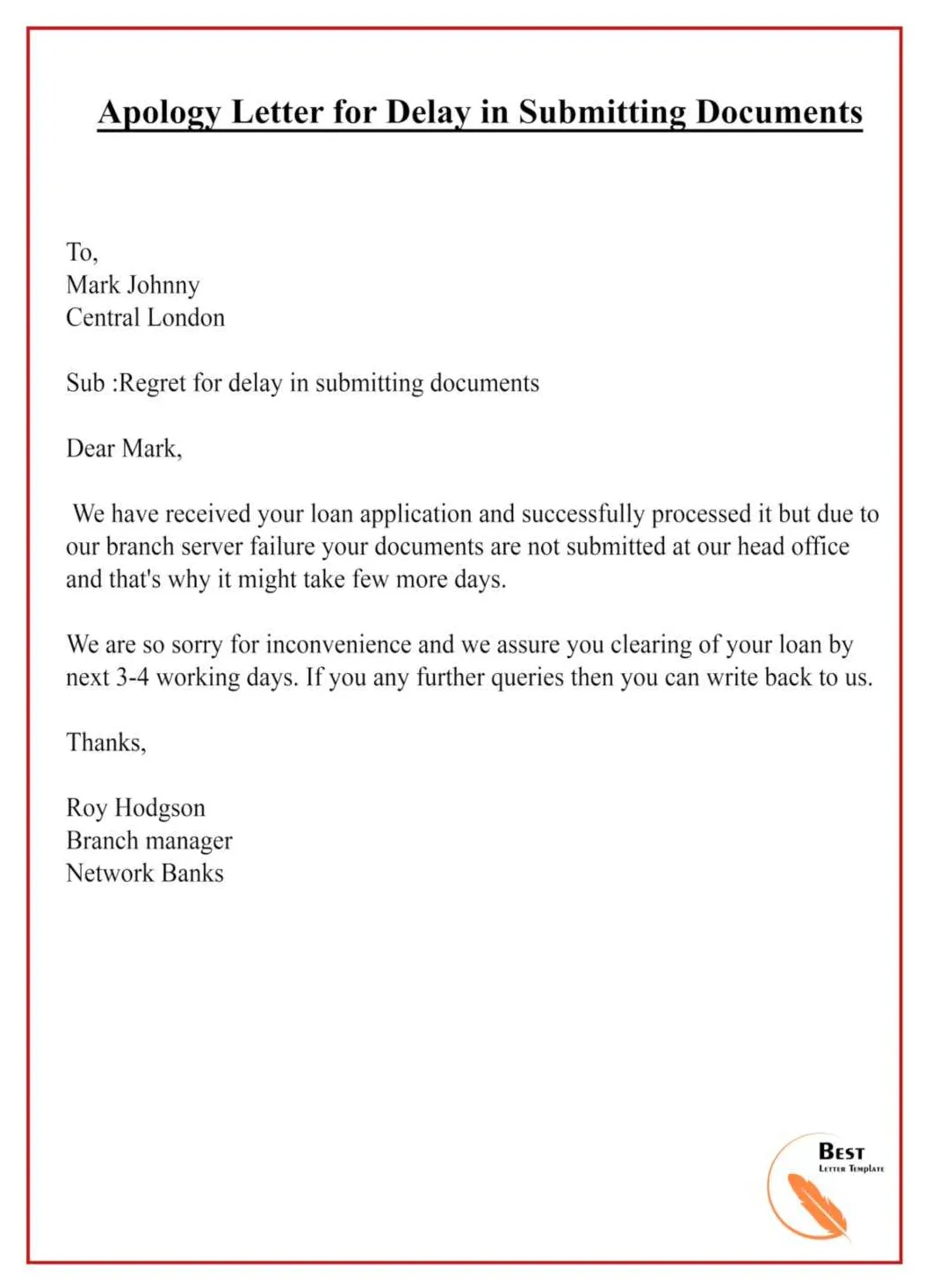 Apology letter for delay in document best letter template