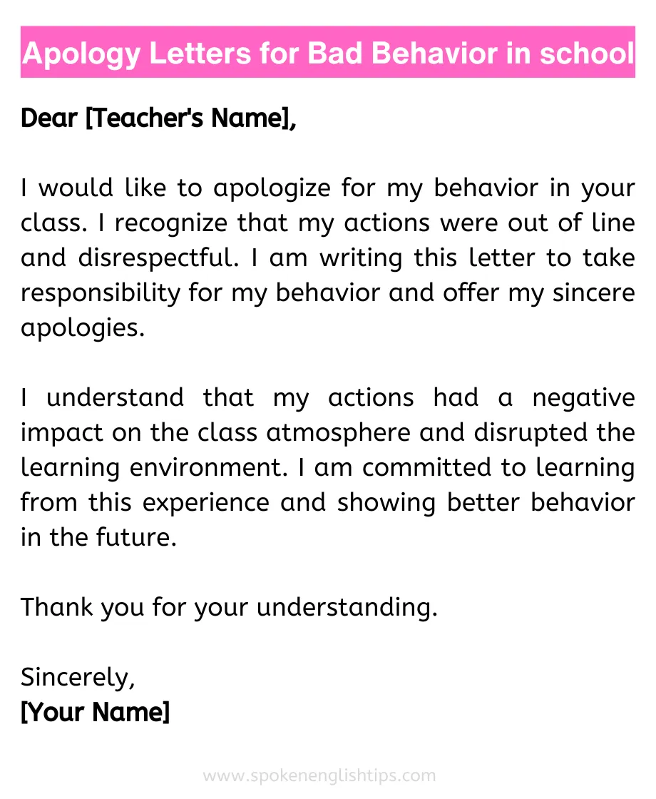 9 samples of apology letters for bad behavior in school