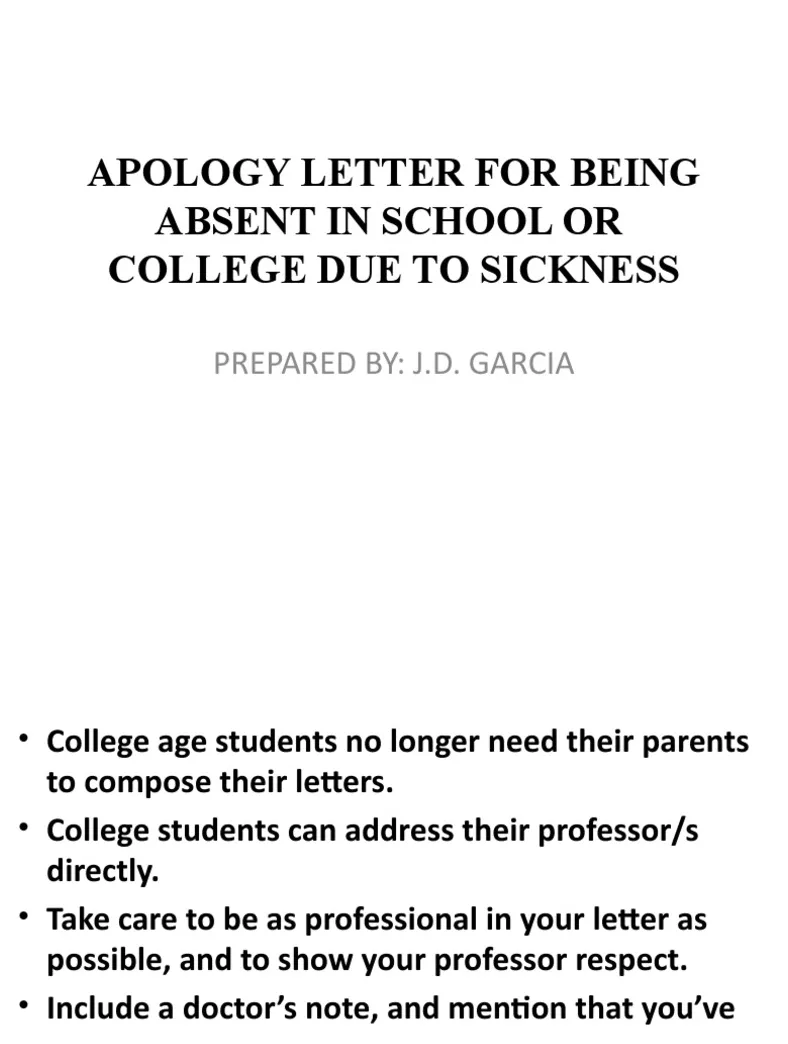 Apology letter for being absent in school or college due to sickness pdf