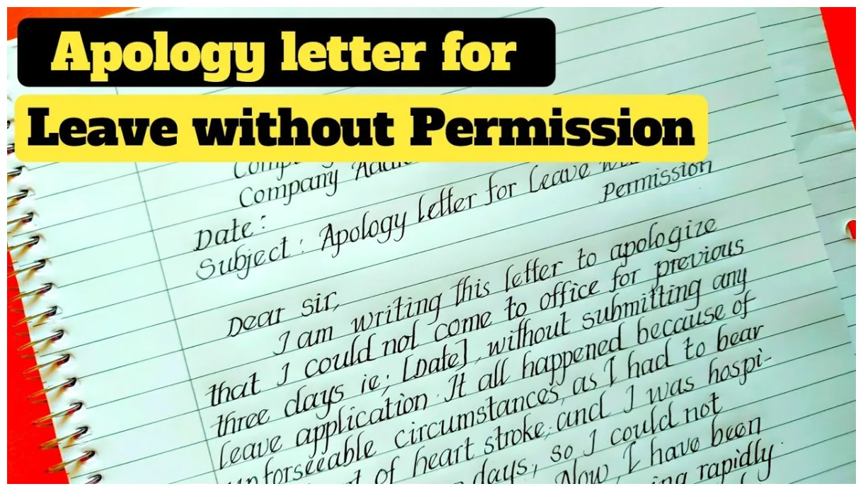 Apology letter for leave without permission apology letter for being