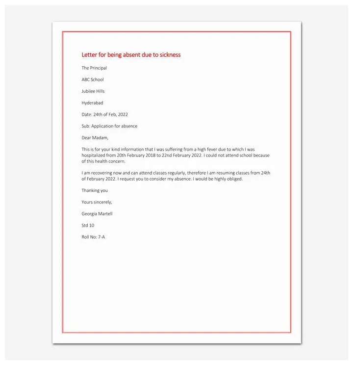 Absent letter for school elegant from school