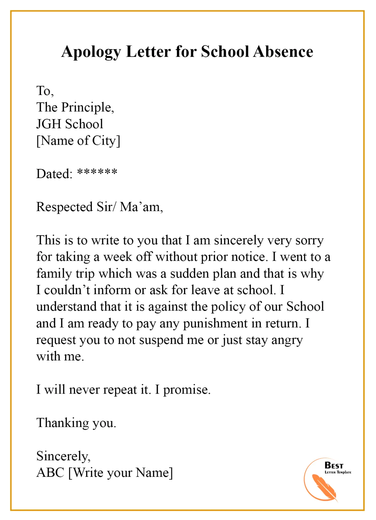 Apology-letter-for-school-absence best letter template