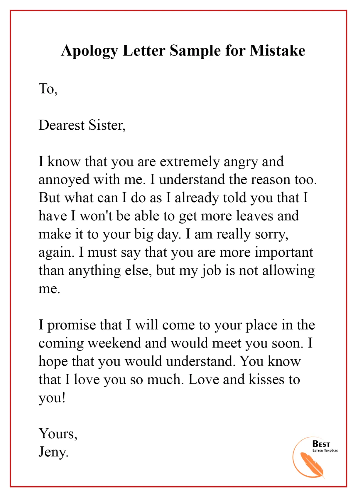 Apology-Letter-Sample-for-Mistake – Best Letter Template