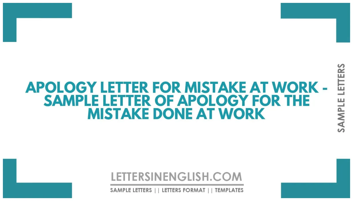 Apology Letter For Mistake in School - Sample Letter of Apology for