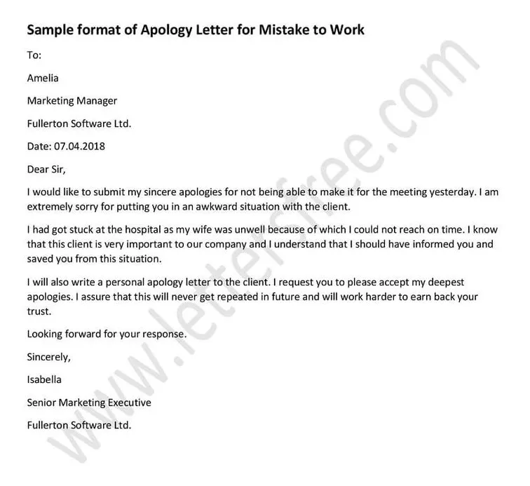 Apology Letter for Mistake