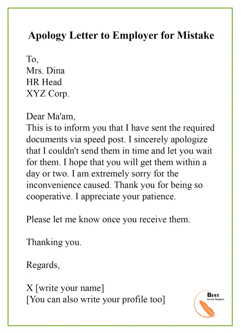 Apology Letter Template for Mistake – Format, Sample & Example