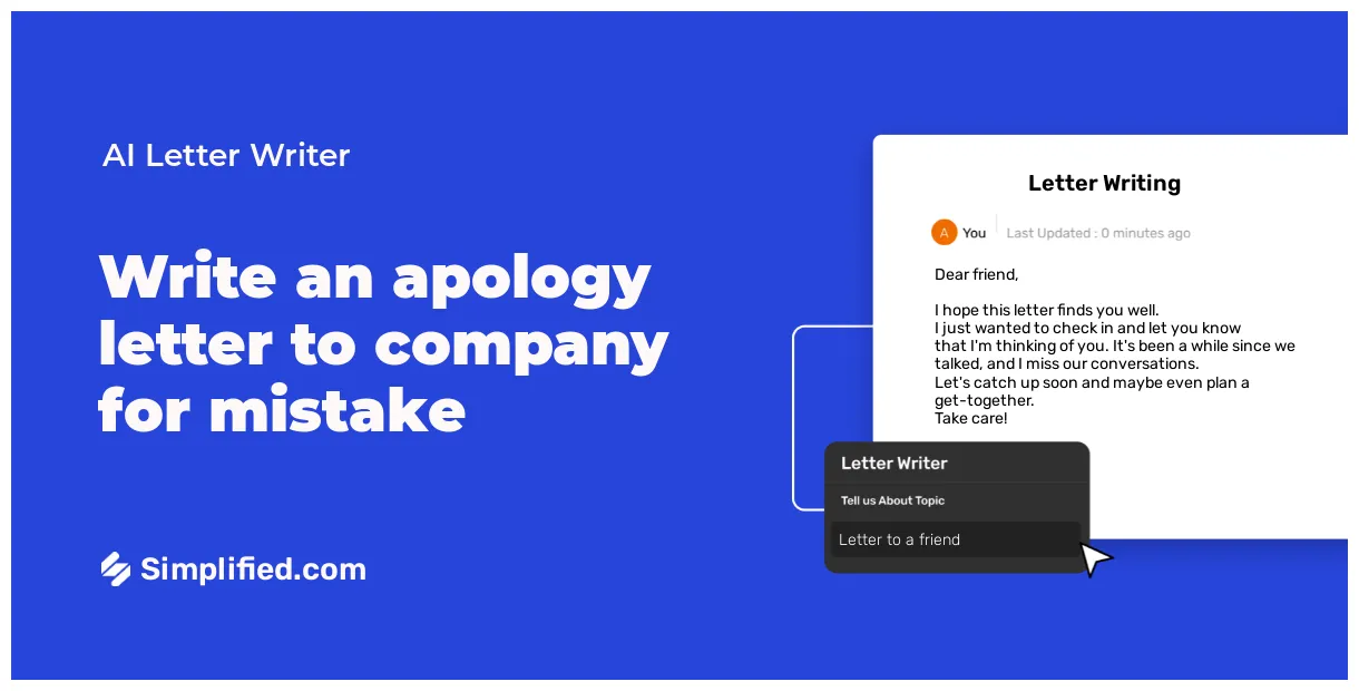 Write apology letter to company for mistake in seconds