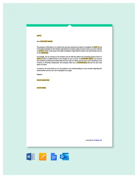 Free Apology Letter for Mistake in Work Template - Google Docs, Word